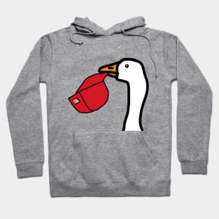 Minimal Portrait Goose Stealing Red Hat Hoodie